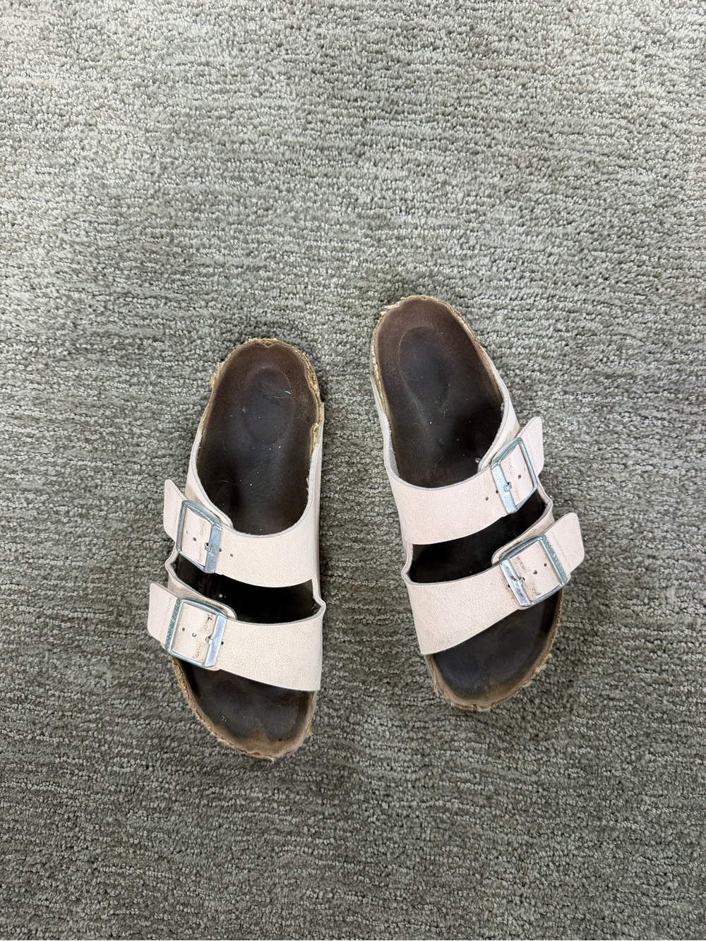 Birkenstock Two-Buckle Slide Sandals in Pale Pink